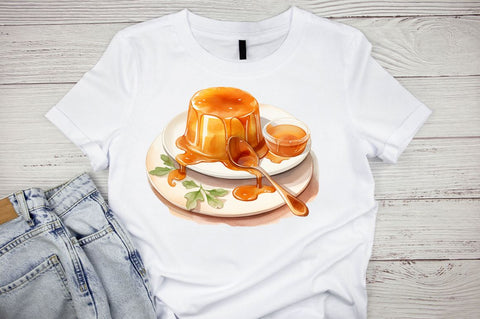 Watercolor Crème Caramel Clipart Bundle Sublimation Regulrcrative 