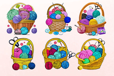 Watercolor Crochet Knitting Clipart Bundle Sublimation Regulrcrative 
