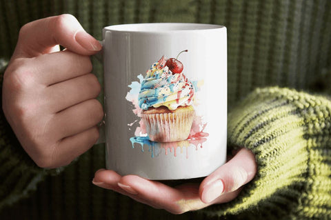 Watercolor Cupcake Clipart Bundle Sublimation Regulrcrative 