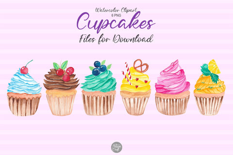 Watercolor cupcakes clipart for sublimation and print SVG Artisan Craft SVG 
