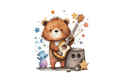 Watercolor cute animal superstar Bundle Sublimation Regulrcrative 