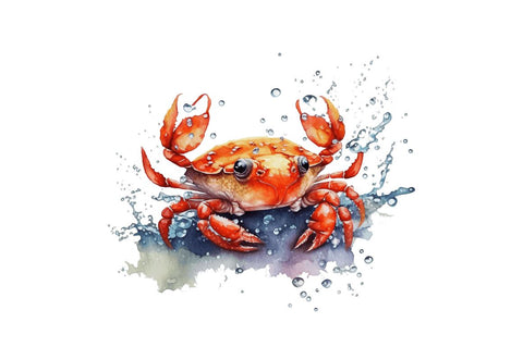Watercolor Cute Baby Red Crab Bundle Sublimation Regulrcrative 