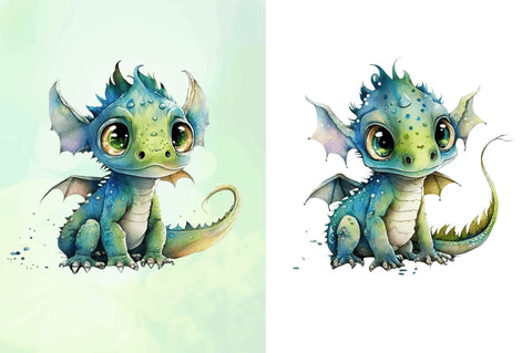 watercolor Cute Black Dragon Wall Art Clipart Bundle Sublimation Regulrcrative 