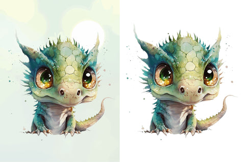 watercolor Cute Black Dragon Wall Art Clipart Bundle Sublimation Regulrcrative 