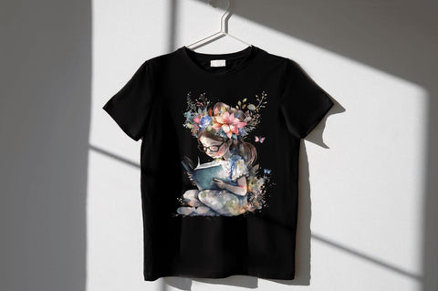 Watercolor Cute Bookworm Fairy Clipart Bundle Sublimation Regulrcrative 