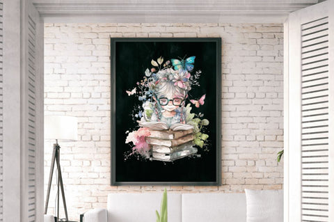 Watercolor Cute Bookworm Fairy Clipart Bundle Sublimation Regulrcrative 