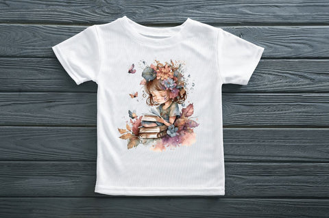 Watercolor Cute Bookworm Fairy Clipart Bundle Sublimation Regulrcrative 