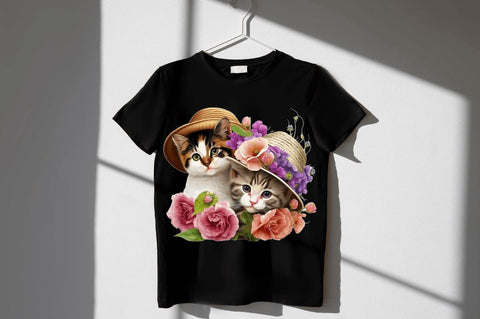 Watercolor Cute Cats Under the Hat Clipart Bundle Sublimation Regulrcrative 