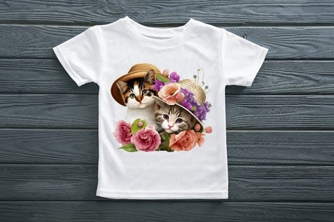 Watercolor Cute Cats Under the Hat Clipart Bundle Sublimation Regulrcrative 