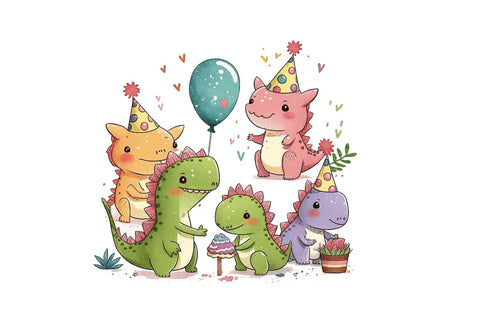 Watercolor Cute Dinosaurs Party Bundle Sublimation Regulrcrative 