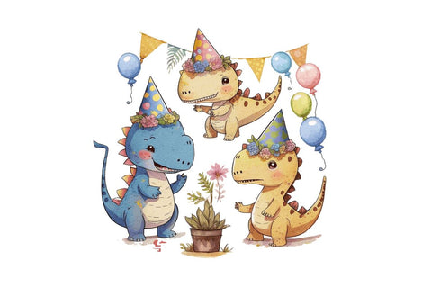 Watercolor Cute Dinosaurs Party Bundle Sublimation Regulrcrative 