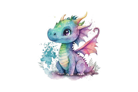 Watercolor Cute Dragon CLIPART Bundle Sublimation Regulrcrative 