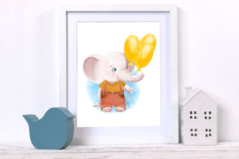 Watercolor Cute Elephant illustration - sublimation design Sublimation LuckyTurtleArt 