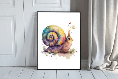Watercolor Cute Fairy Snail Clipart Bundle Sublimation Regulrcrative 