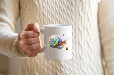 Watercolor Cute Fairy Snail Clipart Bundle Sublimation Regulrcrative 