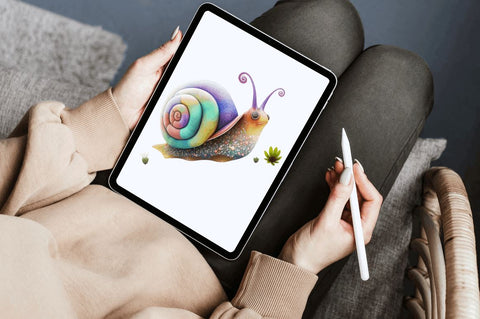 Watercolor Cute Fairy Snail Clipart Bundle Sublimation Regulrcrative 