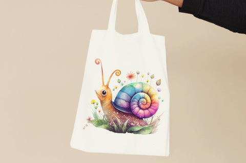 Watercolor Cute Fairy Snail Clipart Bundle Sublimation Regulrcrative 