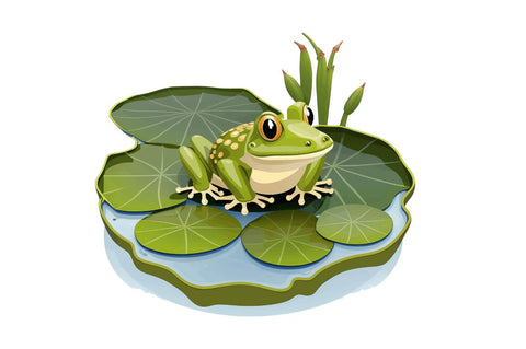 Watercolor Cute Frog on a Lillypad Bundle Sublimation Regulrcrative 