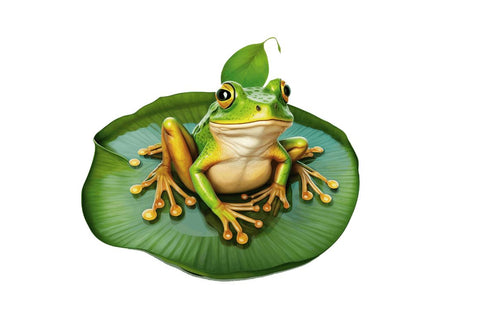 Watercolor Cute Frog on a Lillypad Bundle Sublimation Regulrcrative 