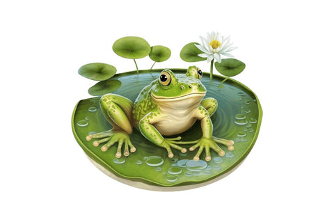 Watercolor Cute Frog on a Lillypad Bundle Sublimation Regulrcrative 