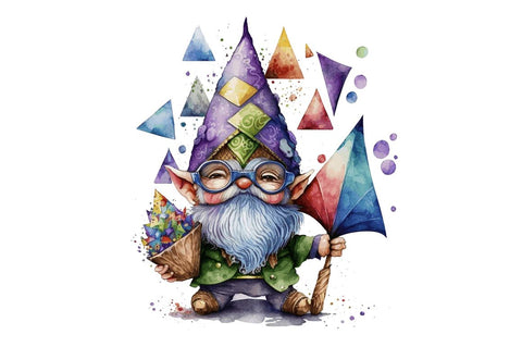 Watercolor Cute Gnome Mardi Gras Clipart Bundle Sublimation Regulrcrative 