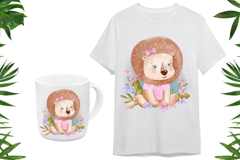 Watercolor Cute Lion illustration - sublimation design Sublimation LuckyTurtleArt 
