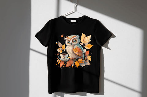 Watercolor Cute Owl with a Cup Clipart Bundle Sublimation Regulrcrative 