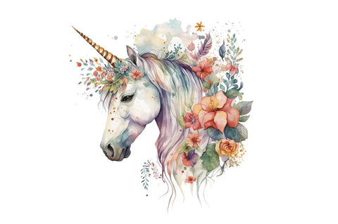Watercolor Cute Unicorn Clipart Bundle Sublimation Regulrcrative 