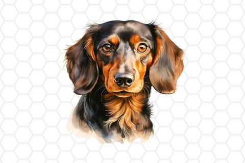 Watercolor Dachshund Clipart PNG Sublimation DreanArtDesign 