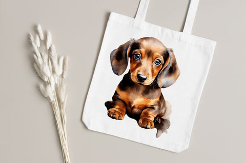 Watercolor Dachshund Puppies Clipart Sublimation Regulrcrative 