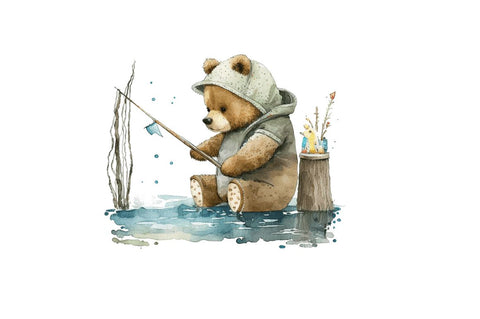 Watercolor Daddy Bear Fishing Bundle Sublimation Regulrcrative 