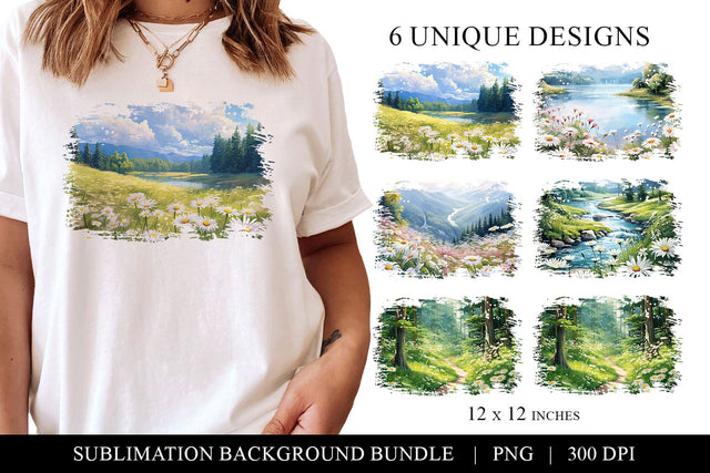 Watercolor Daisy Sublimation Backgrounds - Floral Background Sublimation BijouBay 