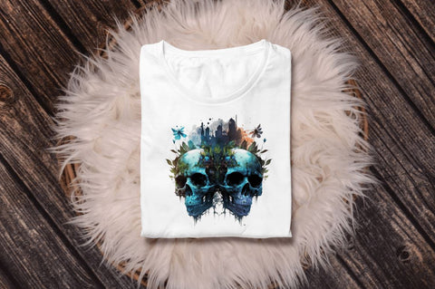 Watercolor Dark Skulls Gothic Nature Clipart Bundle Sublimation Regulrcrative 