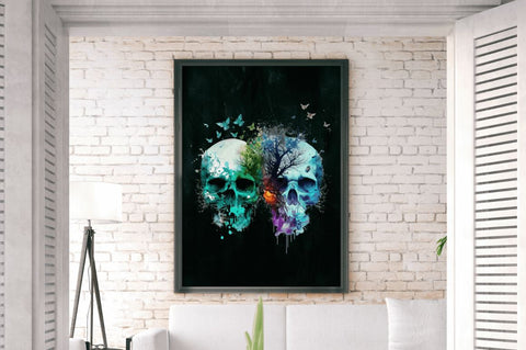 Watercolor Dark Skulls Gothic Nature Clipart Bundle Sublimation Regulrcrative 