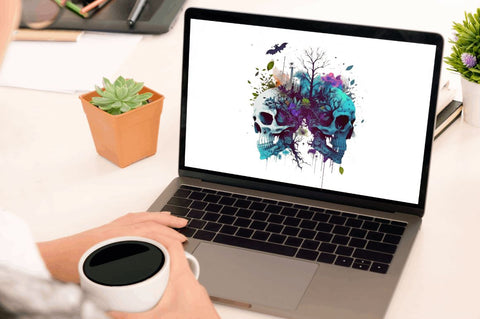 Watercolor Dark Skulls Gothic Nature Clipart Bundle Sublimation Regulrcrative 