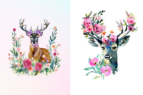 Watercolor Deer Boho Floral Sublimation Bundle Sublimation Regulrcrative 
