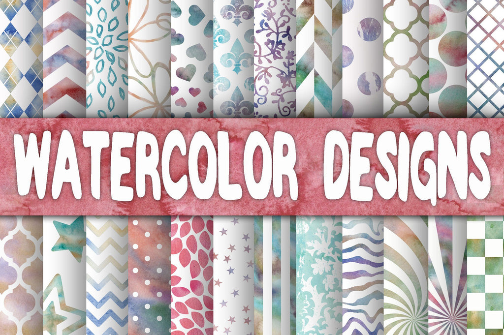 Watercolor Designs Digital Paper Textures - So Fontsy