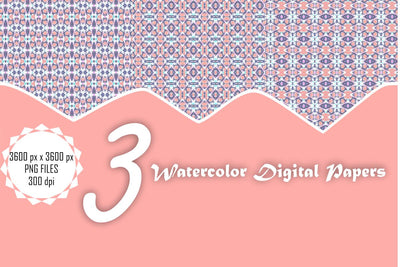 Watercolor Digital Papers Digital Pattern Ethnic Touch 