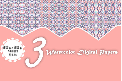 Watercolor Digital Papers Digital Pattern Ethnic Touch 