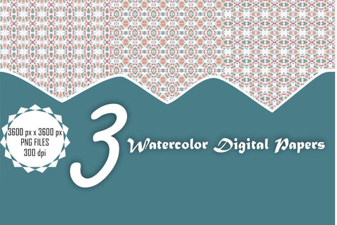 Watercolor Digital Papers Digital Pattern Ethnic Touch 