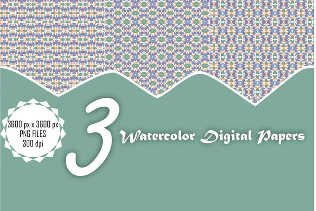 Watercolor Digital Papers Digital Pattern Ethnic Touch 