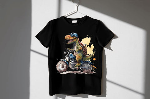 Watercolor Dinosaur Riding Motorbike Clipart Bundle Sublimation Regulrcrative 