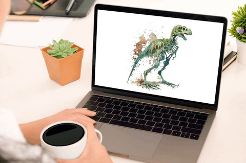 Watercolor Dinosaur Skeleton Clipart Bundle Sublimation Regulrcrative 