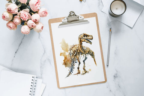 Watercolor Dinosaur Skeleton Clipart Bundle Sublimation Regulrcrative 
