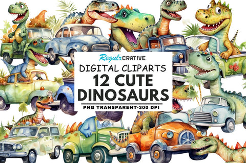 Watercolor Dinosaurs Clipart Sublimation Regulrcrative 