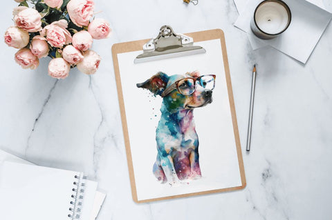 Watercolor Dog and Books Clipart Bundle Sublimation Regulrcrative 