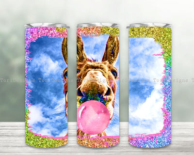 Watercolor Donkey 20 oz Tumbler Wrap, Donkey Tumbler Wrap Sublimation ToriDesigns 