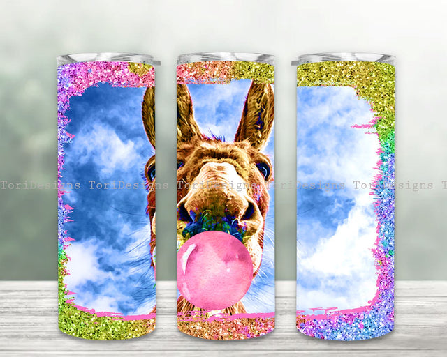 Watercolor Donkey 20 oz Tumbler Wrap, Donkey Tumbler Wrap Sublimation ToriDesigns 