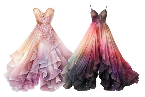 Watercolor Dress Clipart Bundle, Party Dress Sublimation Sublimation OrangeBrushStudio 