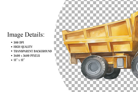 Watercolor Dump Truck Clipart PNG Graphic Sublimation BijouBay 